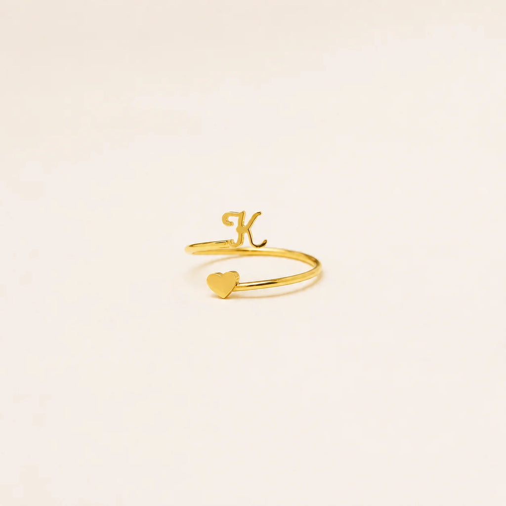 Initial Heart Wrap Ring