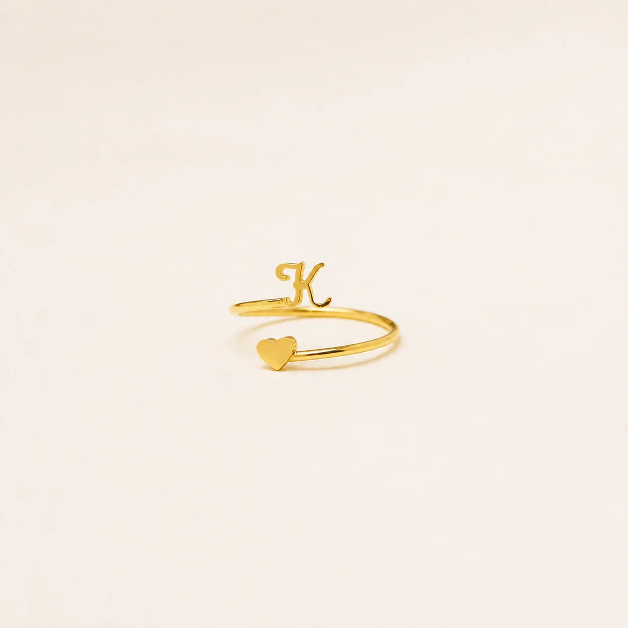 Initial Heart Wrap Ring