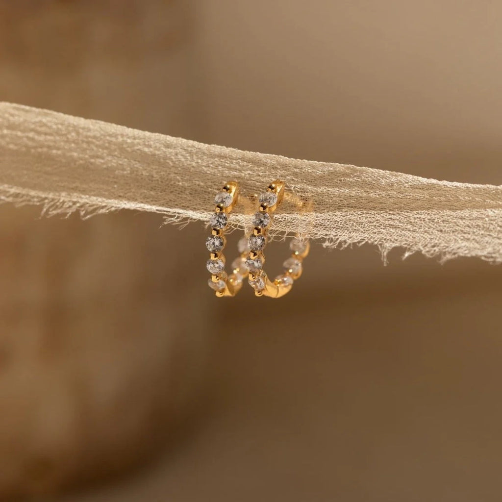 Inside Out Diamond Huggies  Silver 18K Gold Plated