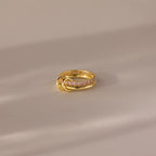 Pink Tourmaline Eternity Band Duo Ring Set Silver 18K Gold Plated