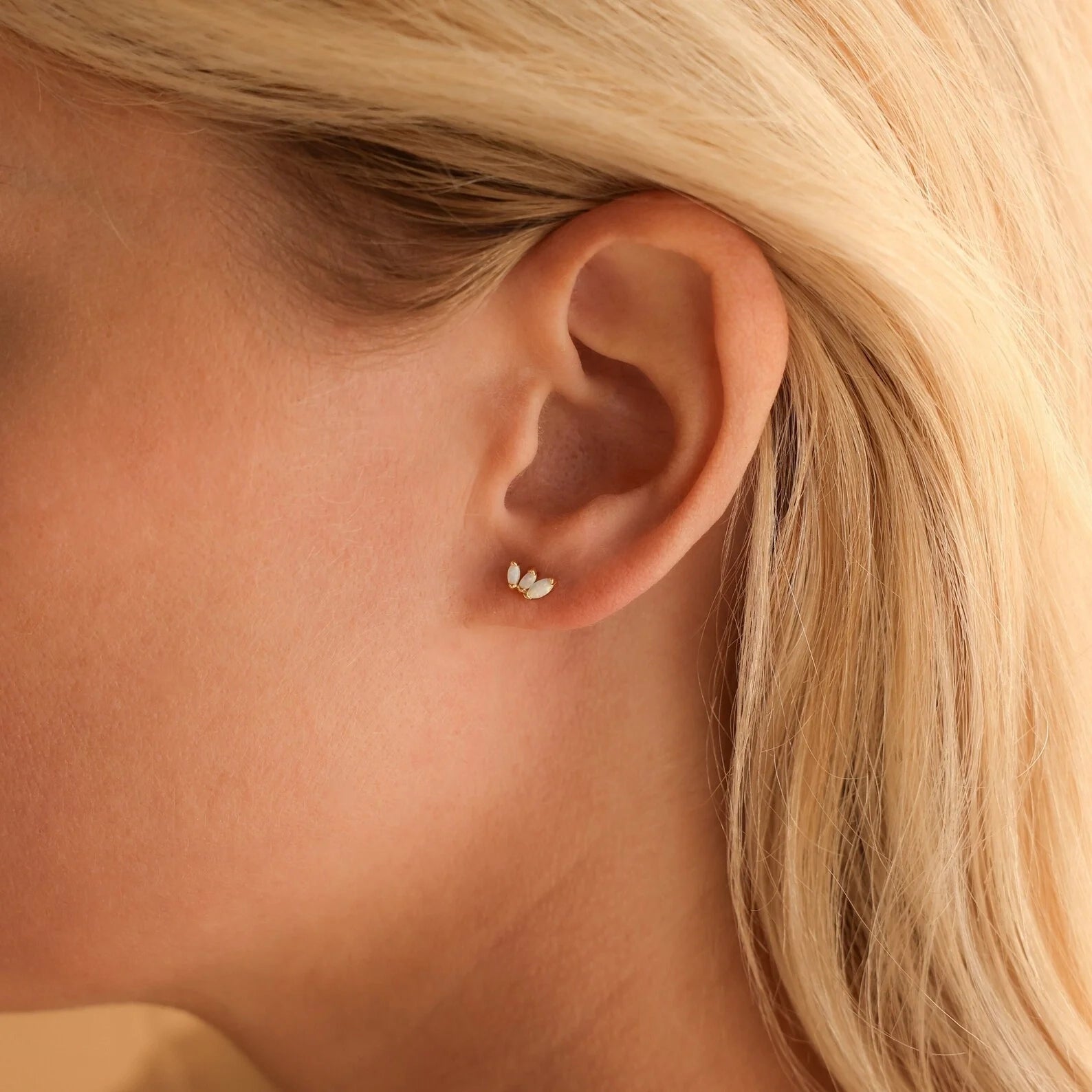 Opal Marquise Studs Silver 18K Gold Plated