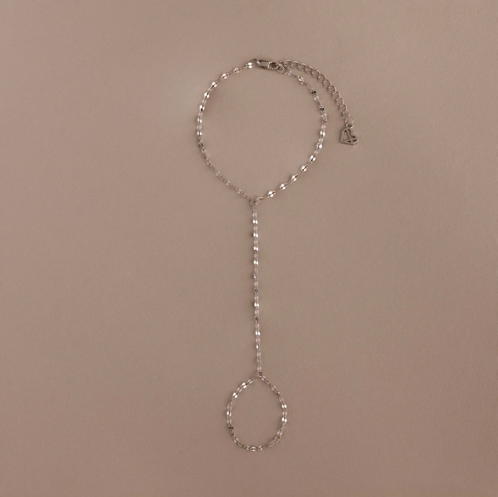 Sparkle Hand Chain Bracelet Silver 18K Gold Plated