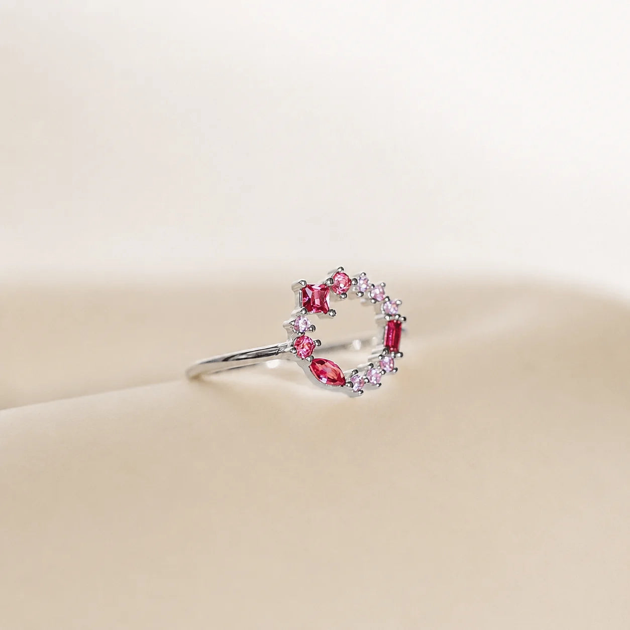 Empress Ruby Gemstone Cluster Circle Ring: Radiant Feminine Power