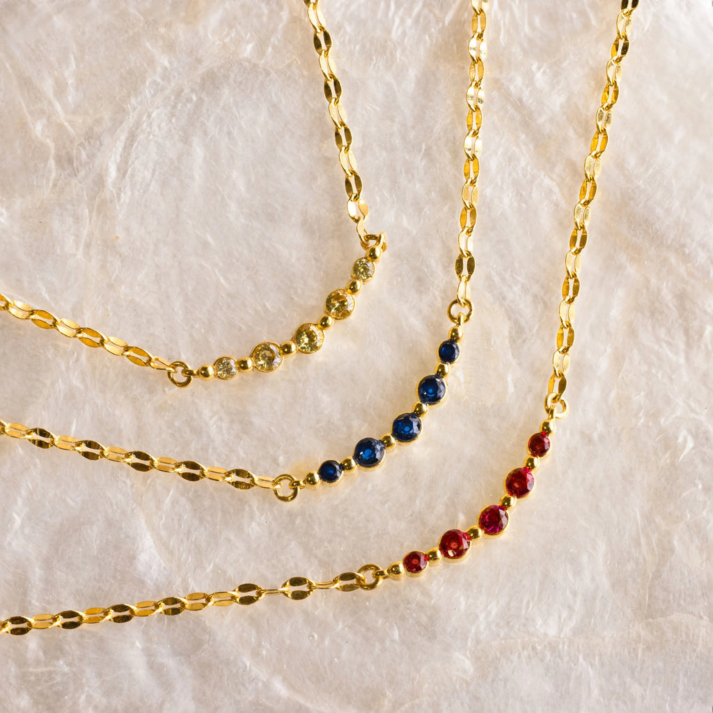 Lace Birthstone Necklace Silver 18K Gold Plated
