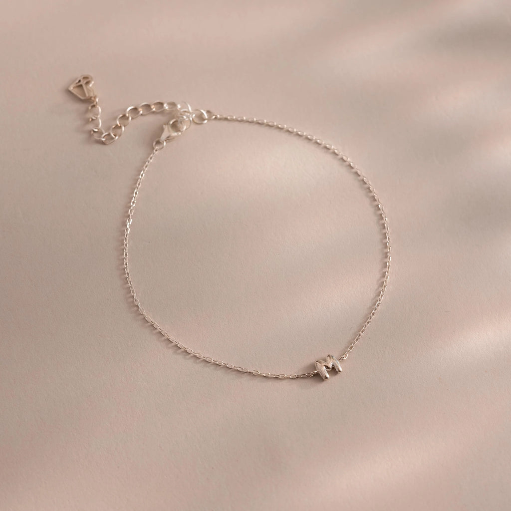 Bubble Initial Bracelet in Silver