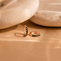 Black Sand Opal Huggie Hoop Earrings