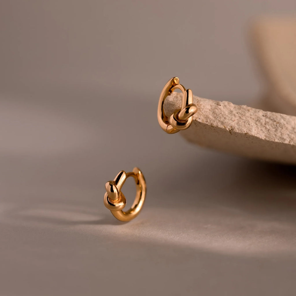 Love Knot Huggies Silver 18K Gold Plated