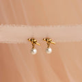 Love Knot Pearl Earrings Silver 18K Gold Plated