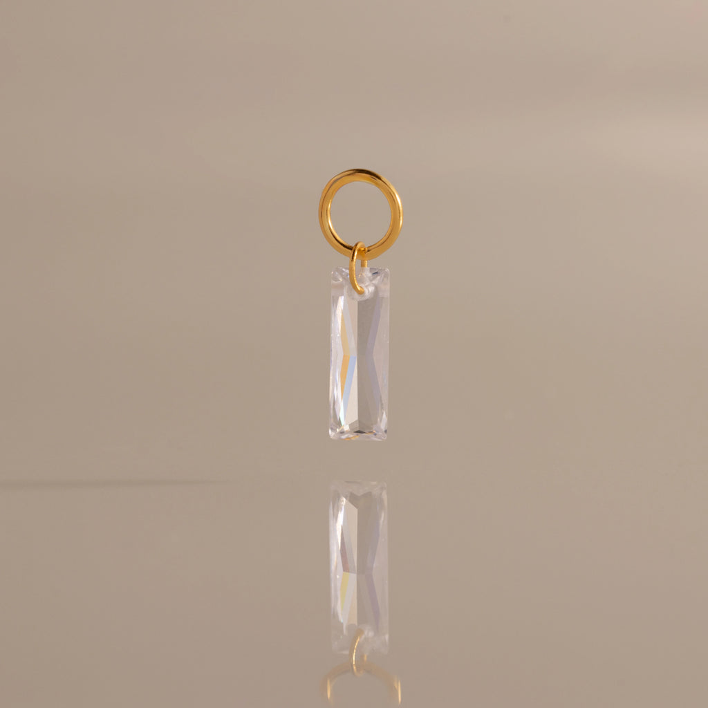 Skinny Baguette Diamond Charm Silver 18K Gold Plated
