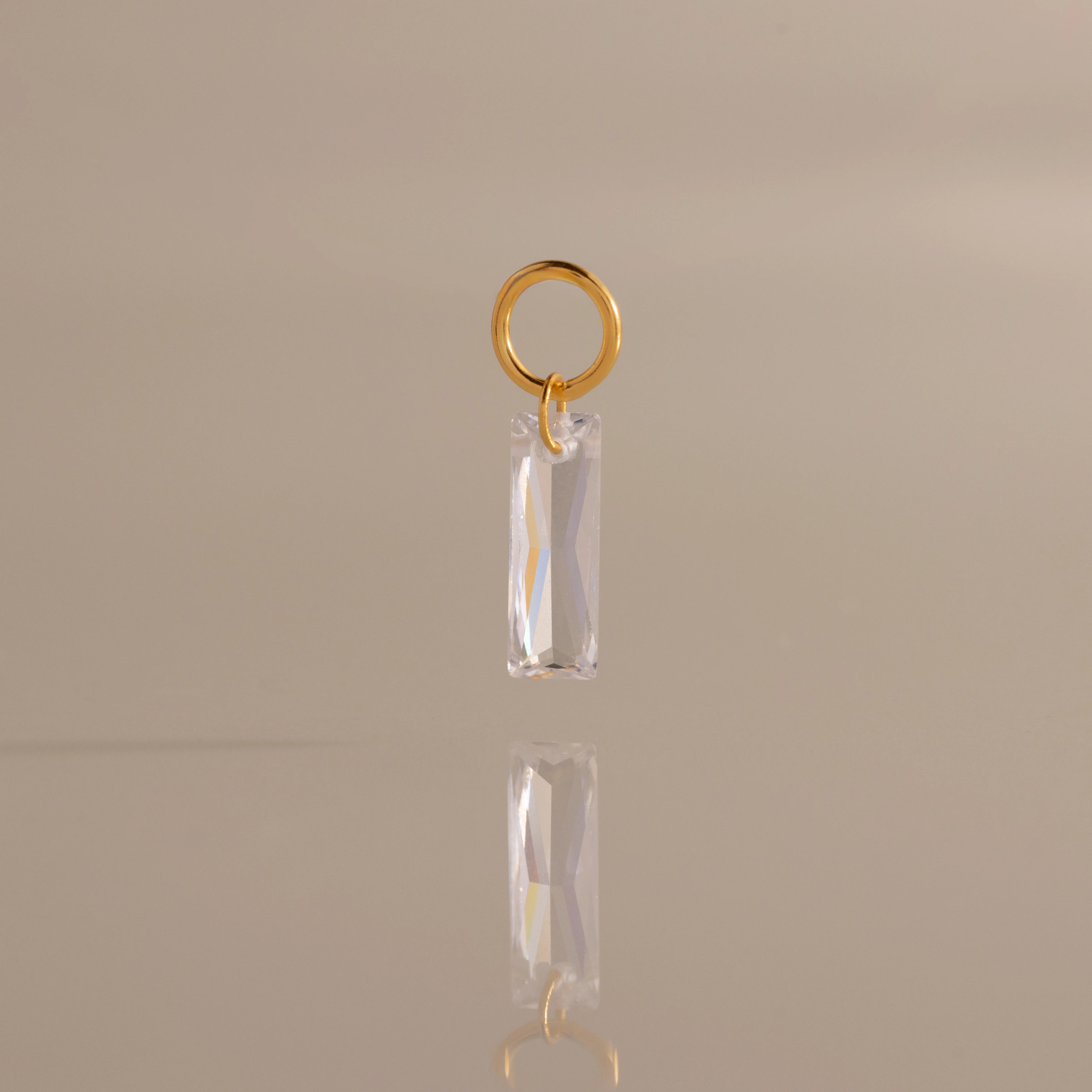 Skinny Baguette Diamond Charm Silver 18K Gold Plated