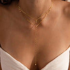 Sparkling Diamond Lariat Necklace Silver 18K Gold Plated