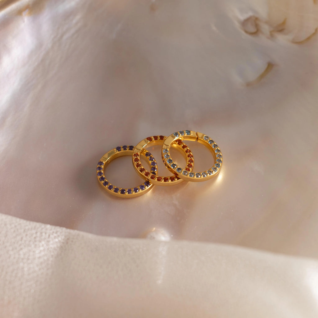 Pave Garnet Charm Silver 18K Gold Plated