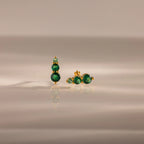 Ombre Emerald Flatback Studs Silver 18K Gold Plated