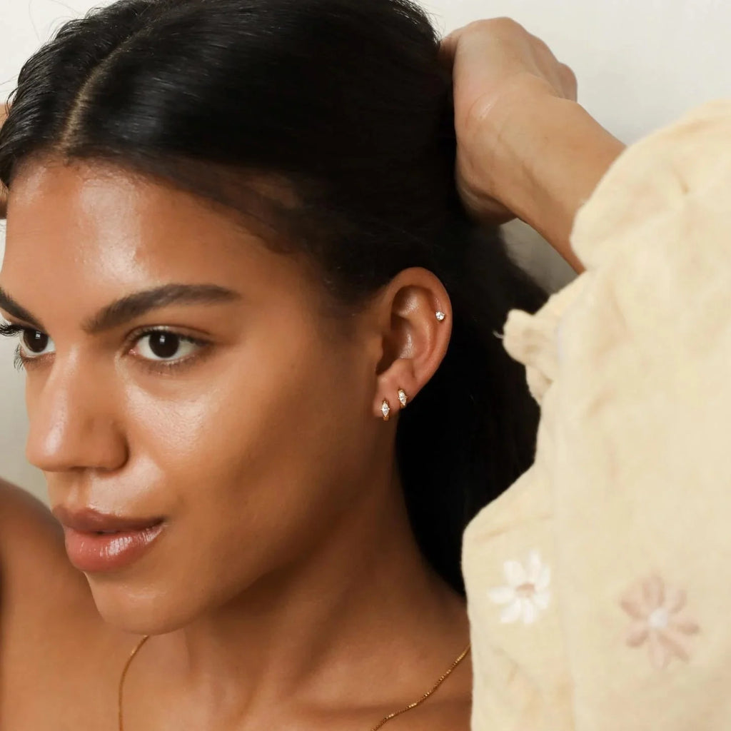 Aurora Marquise Diamond Huggie Earrings