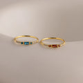 Dainty Blue Zircon Baguette Ring Silver 18K Gold Plated