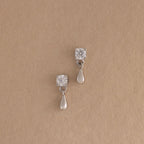 Diamond Droplet Studs Silver 18K Gold Plated