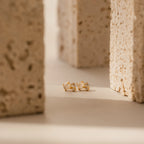 Diamond Moonstone Orbit Studs Silver 18K Gold Plated