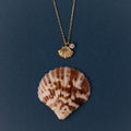 Diamond Seashell Charm Necklace Silver 18K Gold Plated