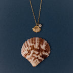 Diamond Seashell Charm Necklace Silver 18K Gold Plated