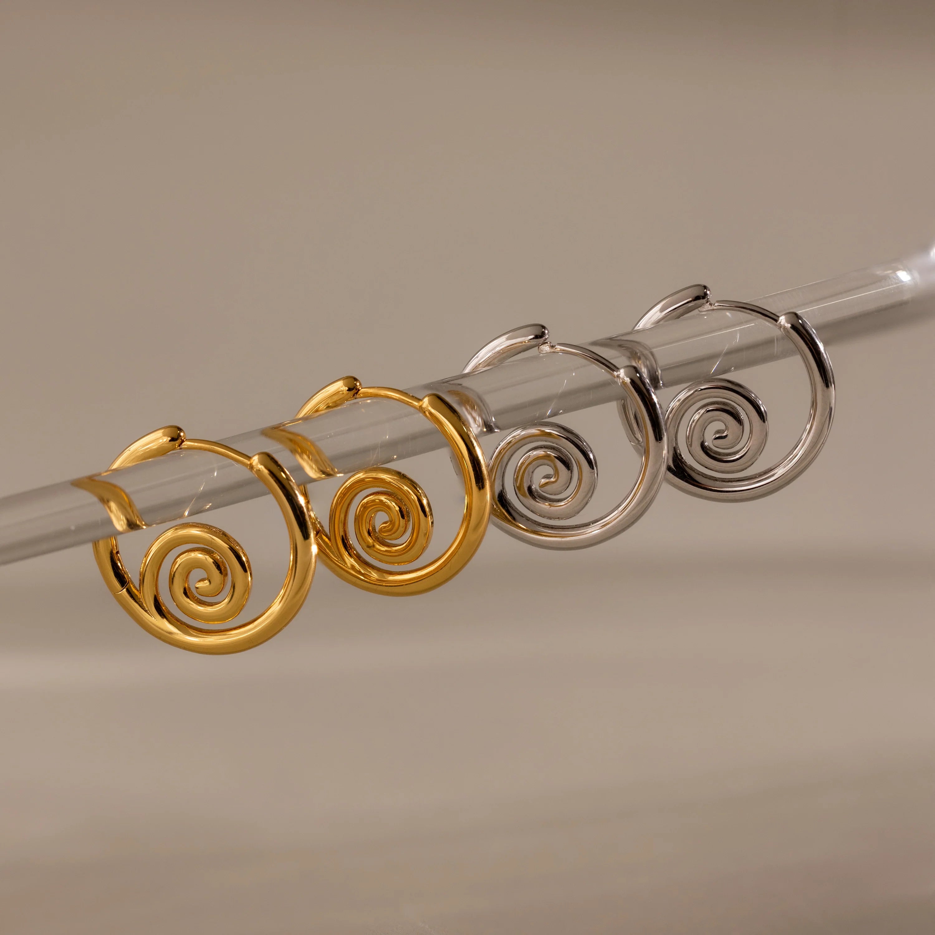 Spiral Swirl Hoops Silver 18K Gold Plated