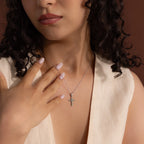 Marquise Jade Cross Necklace Silver 18K Gold Plated