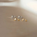 Baguette Cut Diamond Huggies Silver 18K Gold Plated