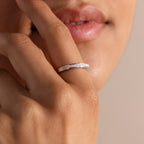 White Opal Inlay Band Silver 18K Gold Plated