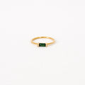 Baguette Cut Emerald Ring Silver 18K Gold Plated