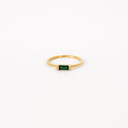 Baguette Cut Emerald Ring Silver 18K Gold Plated