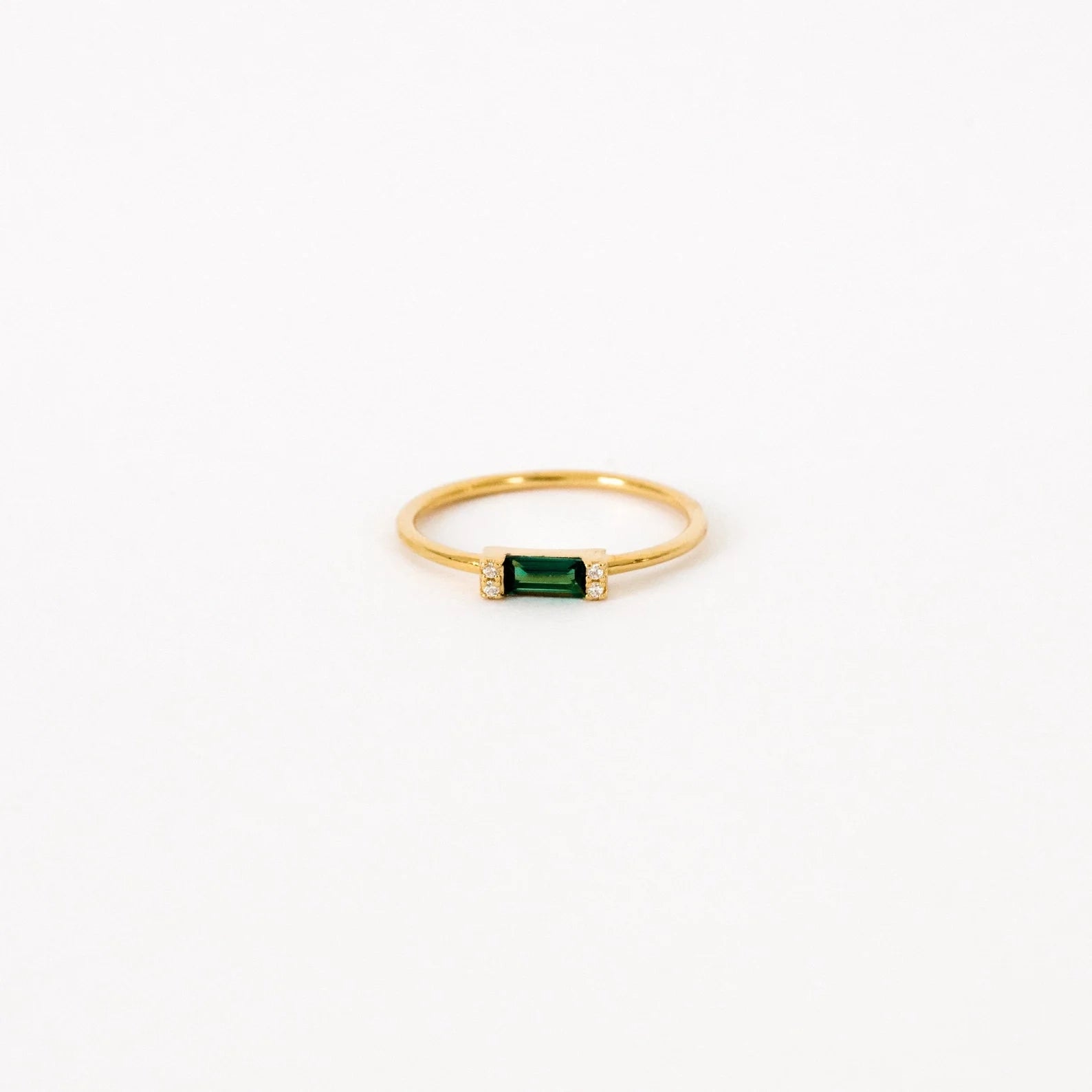 Baguette Cut Emerald Ring Silver 18K Gold Plated
