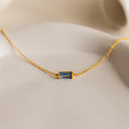 Dainty Baguette Birthstone Bracelet Silver 18K Gold Plated