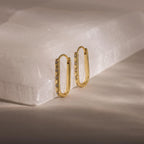 Dainty Pave Link Earrings  Silver 18K Gold Plated