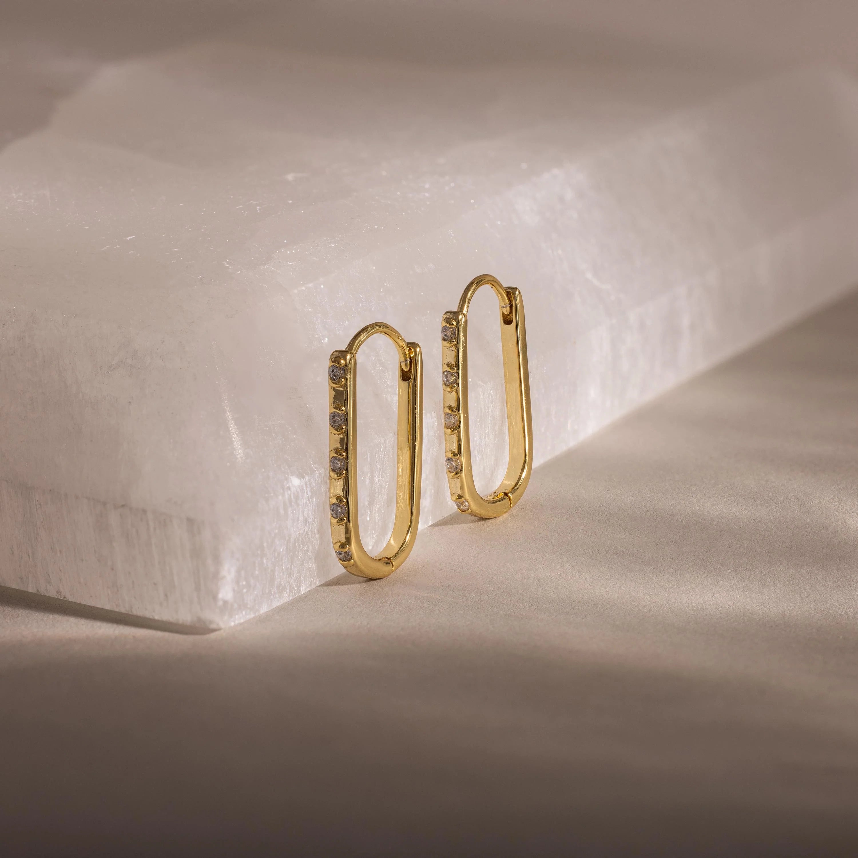 Dainty Pave Link Earrings  Silver 18K Gold Plated