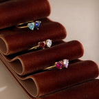Toi et Moi Heart-Pear Cut Birthstone Ring Silver 18K Gold Plated