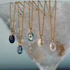 North Star Birthstone Signet Necklace in Sapphire Silver 18K Gold Plated