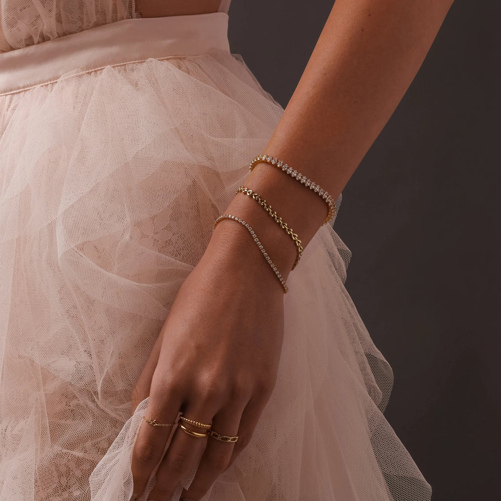 Heart Link Bracelet Silver 18K Gold Plated