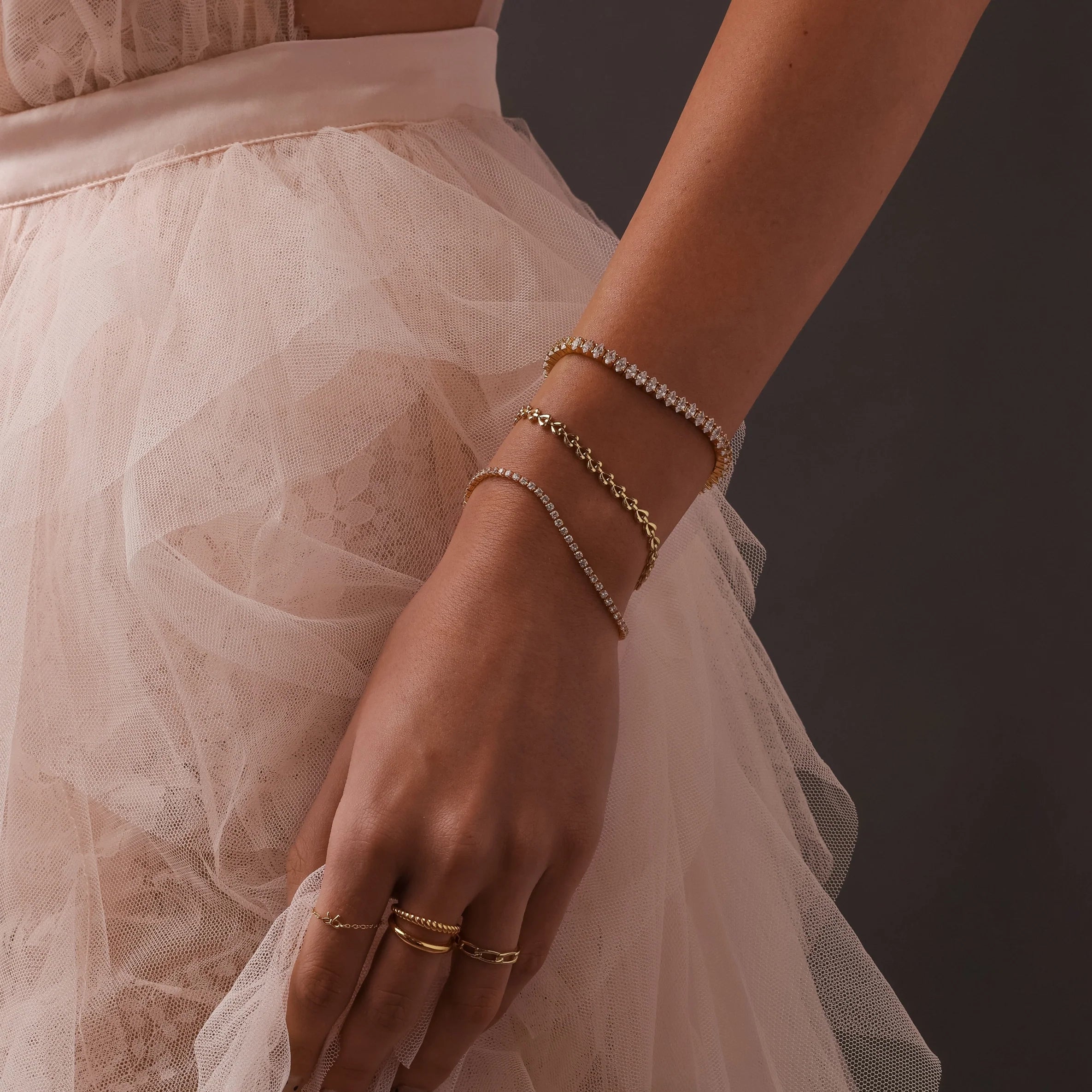 Heart Link Bracelet Silver 18K Gold Plated