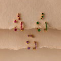 Blue Zircon Earring Trio Set Silver 18K Gold Plated