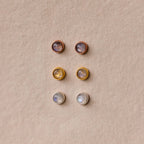 Moonstone Bezel Studs Silver 18K Gold Plated