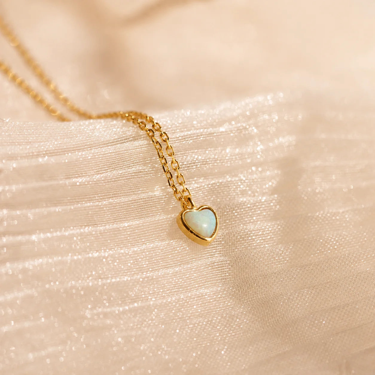 Tiny Opal Heart Necklace