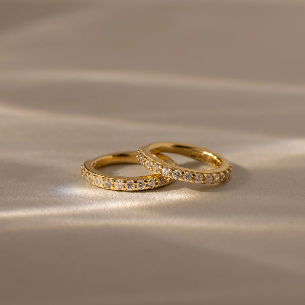 Diamond Clicker Huggies Silver 18K Gold Plated