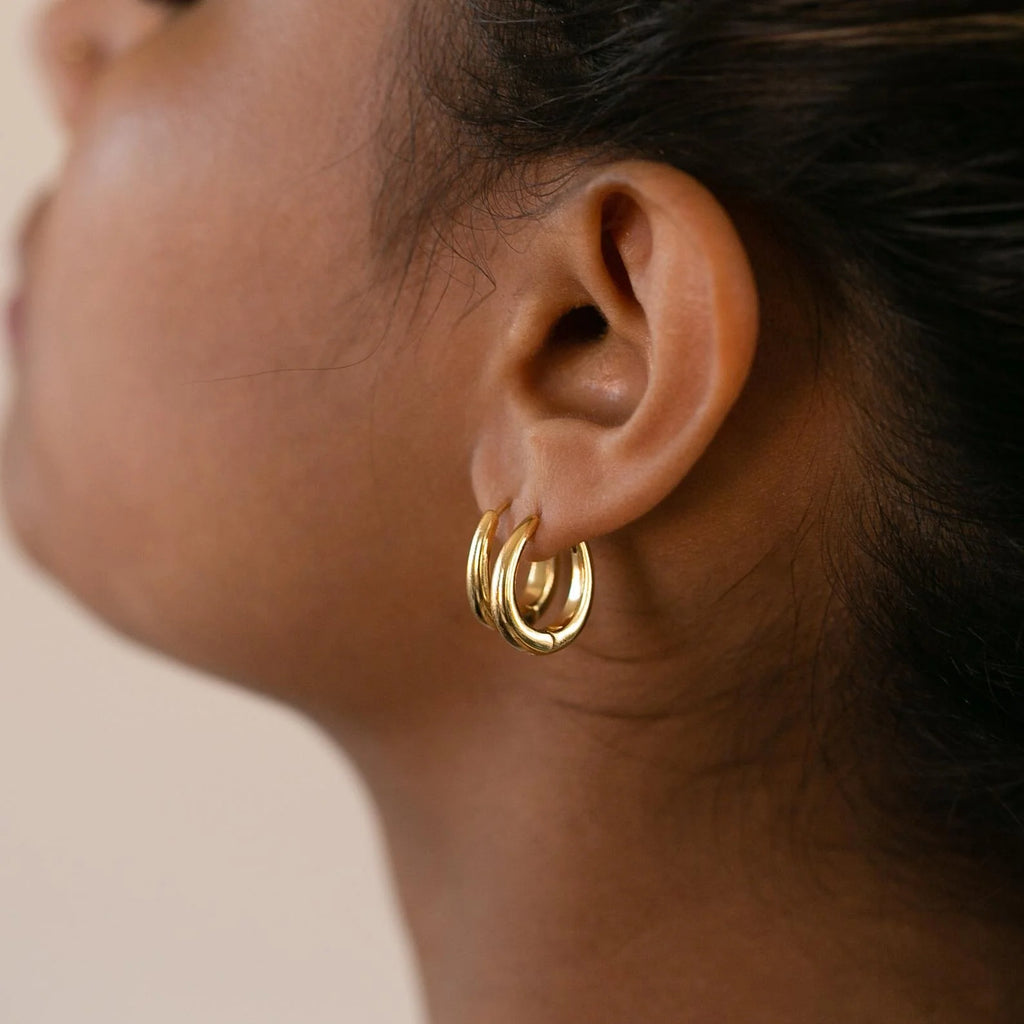 Paris Oval Hoops Silver 18K Gold Plated