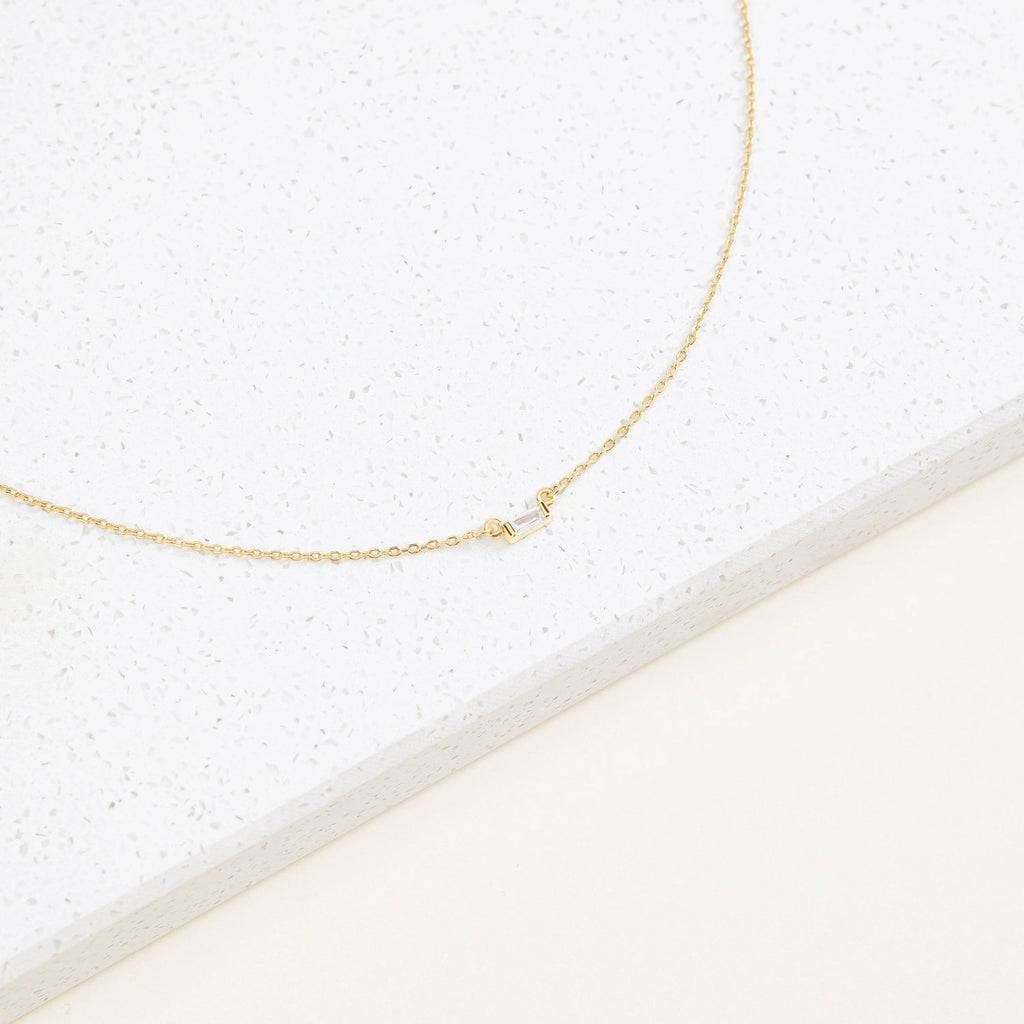 Baguette Diamond Emery Necklace Silver 18K Gold Plated