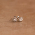 Diamonds Sacred Heart Flatback Studs Silver 18K Gold Plated
