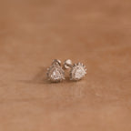 Diamonds Sacred Heart Flatback Studs Silver 18K Gold Plated