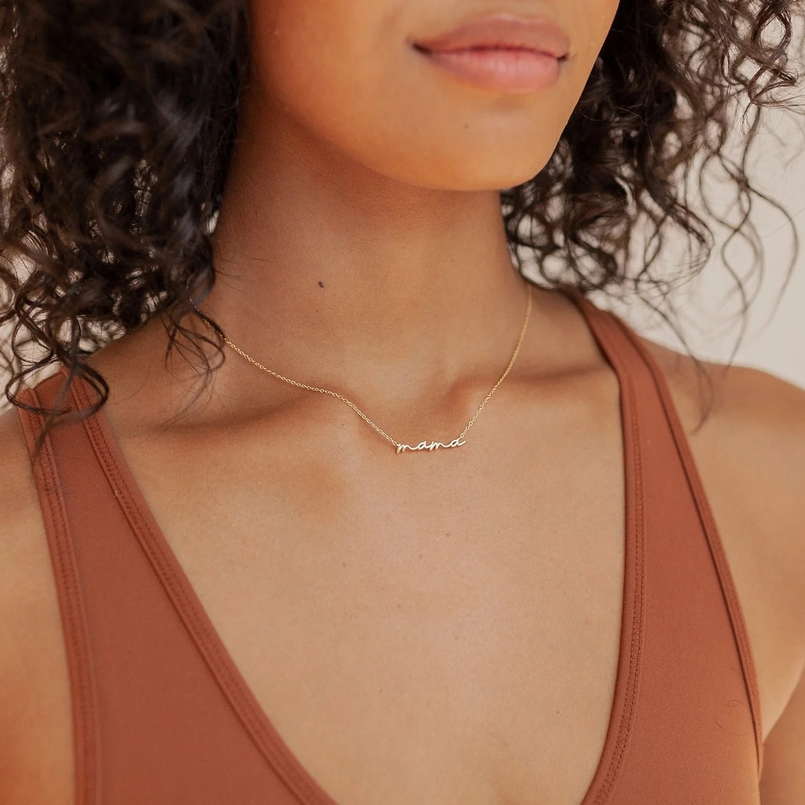 Mama Script Necklace Silver 18K Gold Plated