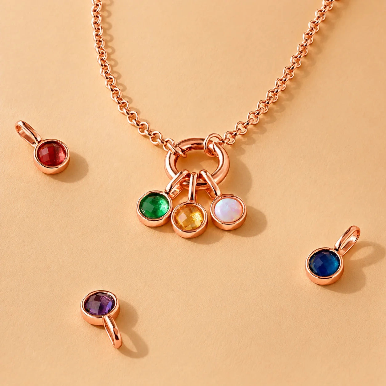 Signet Birthstone Charm (Yellow Gold)