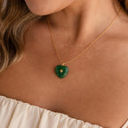 Jade Heart North Star Necklace Silver 18K Gold Plated