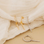 Diamond Quinn Pave Dagger Huggies Silver 18K Gold Plated