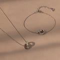 Interlocking Opal Inlay Necklace and Bracelet Set Silver 18K Gold Plated